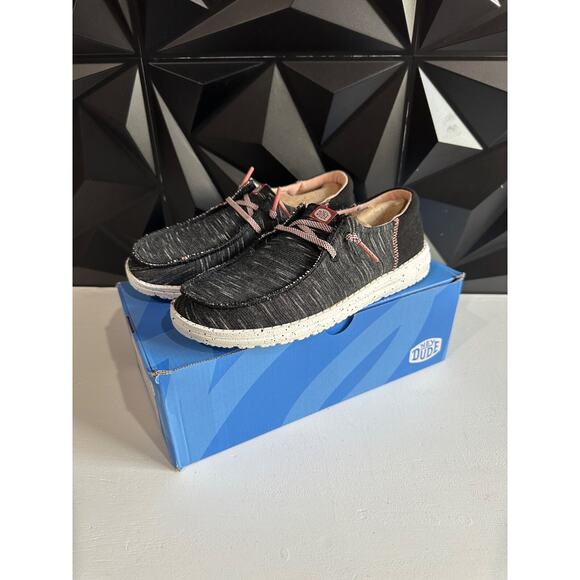 Hey Dude Womens Wendy Funk Jersey Black Pink Slip On Shoes Size 7 - Picture 2 of 13